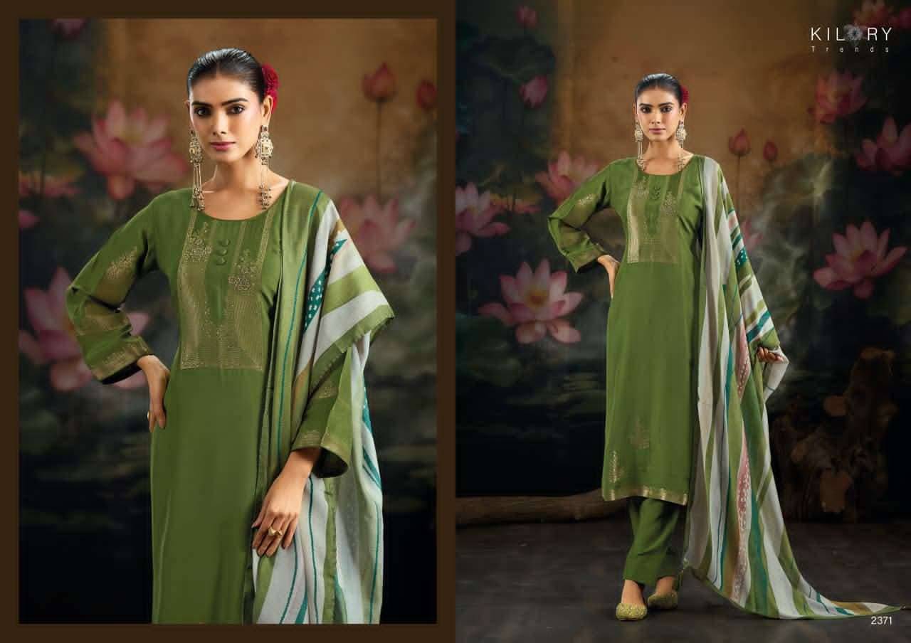 REEM By KILORY TRENDS 2371 To 2374 Series Stylish Beautiful Colourful PURE MUSLIN JACQUARD SILK Dresses At Wholesale Price